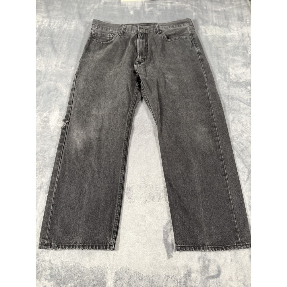 Levi's 505 Regular Fit Straight Leg Men's‎ Jeans W38 L29 Distressed Black Wash